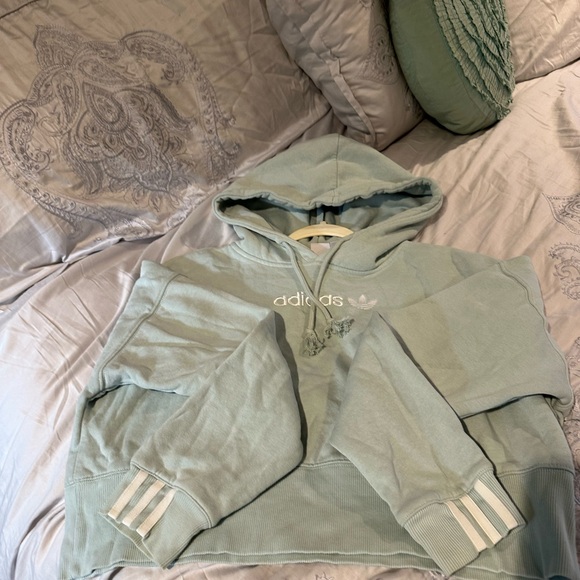 Mint green adidas cropped hooded pullover. - Picture 2 of 7